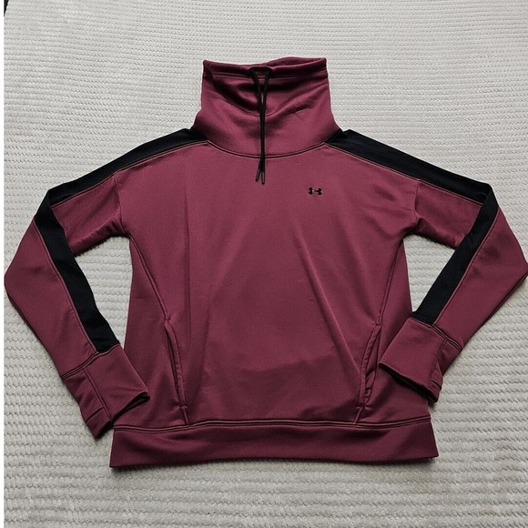 Under Armour Tops - Under Armour Sweatshirt Womens Small Purple Mesh Sleeve Funnel Neck